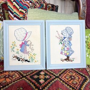80s Holly Hobbie Crewel Embroidery Set